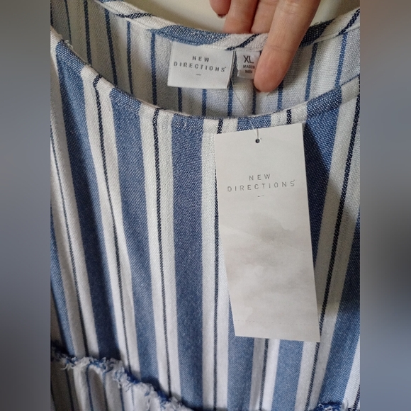NWT New Directions Blue and White Striped Maxi Dress Size XL - Picture 6 of 8